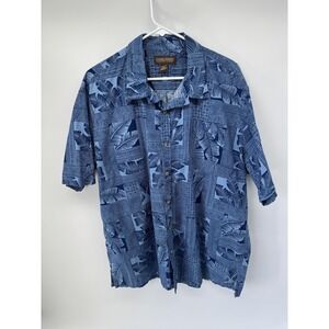 Cooke Street Shirt Mens 2XL Blue Hawaiian Graphic Print Button Front Aloha